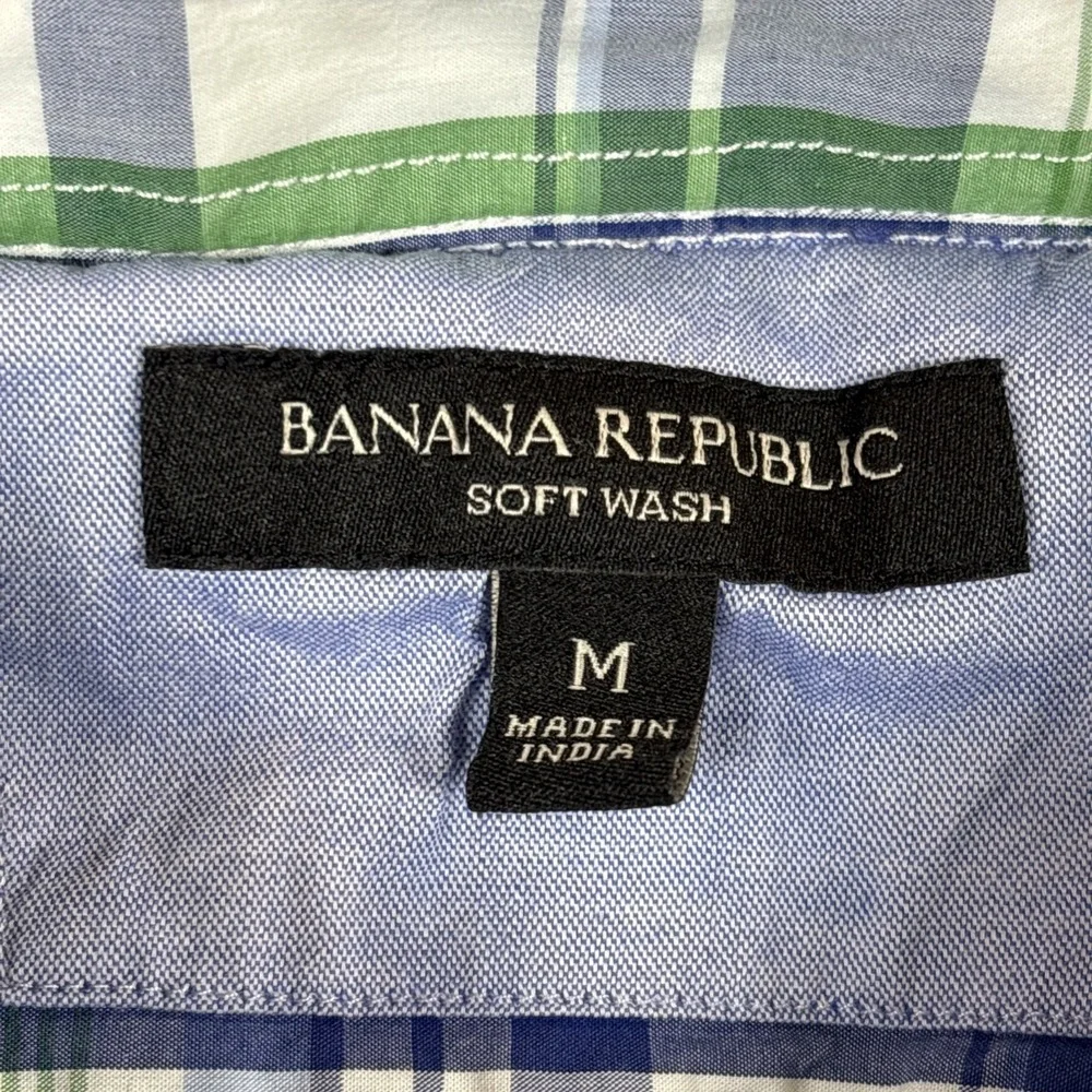 Banana‎ Republic Mens Shirt Soft Wash Standard Fit Button Up Plaid Cotton Medium